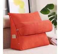 GYCS Adjustable Lumbar Cushion,Back Support Pillow,Bed Reading Pillow with Ergonomic Backrest Comfortable Support Pillow for Reading in Bed, Sofa Relaxation,orange red,45 * 45 * 20cm