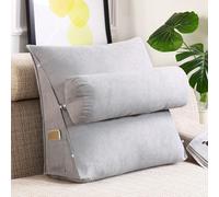 GYCS Adjustable Lumbar Cushion,Back Support Pillow,Bed Reading Pillow with Ergonomic Backrest Comfortable Support Pillow for Reading in Bed, Sofa Relaxation,silver gray,60 * 50 * 20cm