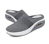 GYCS Air Cushion Slip-On Walking Shoes Orthopedic Diabetic Walking Slipper, Women's Air Cushion Slip-On Walking Footwear, Breathable with Arch Support Knit Mesh Walking for Women,dark gray,36EU