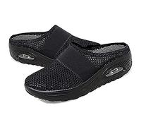 GYCS Air Cushion Slip-On Walking Shoes Orthopedic Diabetic Walking Slipper, Women's Air Cushion Slip-On Walking Footwear, Breathable with Arch Support Knit Mesh Walking for Women,black,41EU