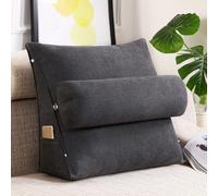GYCS Bed Reading Pillow with Ergonomic Backrest Comfortable Support Pillow for Adults & Elderly, Adjustable Lumbar Cushion for Reading in Bed, Sofa Relaxation,black gray,60 * 50 * 20cm