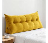 GYCS Daybed Backrest Triangular Cushion, Large Reading Pillow with Removable Washable Cover, Lumbar Support,Extra Large Cushions for Sofa,Wedge Headboard Pillow,Yellow,60 * 50 * 20cm