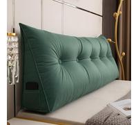 GYCS Headboard Pillow, King Size Triangular Bedside Cushion, Triangle Pillow,Wedge Pillow,Headboard Cushion Wedge Backrest Support Cushion for Bed Sofa Rest Book Reading,Dark green,100 * 50 * 20cm