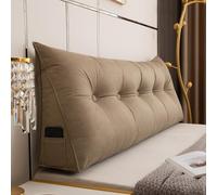 GYCS Headboard Pillow, King Size Triangular Bedside Cushion, Triangle Pillow,Wedge Pillow,Headboard Cushion Wedge Backrest Support Cushion for Bed Sofa Rest Book Reading,Brown,80 * 50 * 20cm