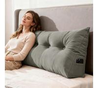 GYCS Headboard Pillow Large Lumbar Support Cushion for Headboard Bed Sofa Multicolor Triangular Backrest Positioning Bolster Soft Rest Reading Pillow Waist Cushion,Nardo gray,120 * 50 * 20cm