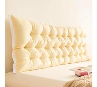GYCS Headboard Pillow with Ties,Headboard Cushion Single Bed Double Bed Bolster Pillow Long Reading Wedge Backrest Support Cushion Pillow Headboard Long Bed Pillow,Beige,150 * 50 * 5cm