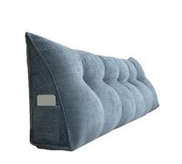 GYCS Headboards for Beds Lumbar Bed Pillow Reading Backrest Cushion Triangular Wedge Bed Pillow with Side Pocket Large Backrest Cushion for Bed Sofa Relaxing Reading,Retro blue,180 * 20 * 50cm