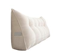 GYCS Headboards for Beds Lumbar Bed Pillow Reading Backrest Cushion Triangular Wedge Bed Pillow with Side Pocket Large Backrest Cushion for Bed Sofa Relaxing Reading,offwhite,150 * 20 * 50cm