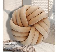 GYCS Knotted Pillow Cushion Soft Plush Knot Ball Pillow Waist Back Cushion Home Decorative Throw Pillow for Sofa Bed,light khaki,35cm