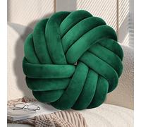 GYCS Knotted Pillow Cushion Soft Plush Knot Ball Pillow Waist Back Cushion Home Decorative Throw Pillow for Sofa Bed,dark green,35cm
