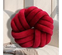 GYCS Knotted Pillow Cushion Soft Plush Knot Ball Pillow Waist Back Cushion Home Decorative Throw Pillow for Sofa Bed,wine red,35cm
