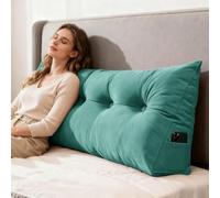 GYCS Luxury Headboard Pillow Wedge Cushion Large Wedge Back Lumbar Support Positioning Pillow with Pocket for Bed Sofa Washable Daybed Triangle Bolster Cushion,Lake blue,120 * 50 * 20cm
