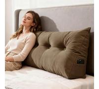 GYCS Luxury Headboard Pillow Wedge Cushion Large Wedge Back Lumbar Support Positioning Pillow with Pocket for Bed Sofa Washable Daybed Triangle Bolster Cushion,Champagne camel,150 * 50 * 20cm