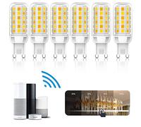 GYCS Smart G9 LED Light Bulb, Intelligent WiFi LED Bulbs, 3W 320lm Multicolored Dimmable Light Bulbs, 2700K to 6500K App Control, Compatible with Alexa and Google Home, Voice Control, 6-Pack