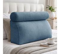 GYCS Sofa Cushion Support Pillow, Bed Wedge Reading Pillow for Sitting in Bed Adults, Triangular Backrest Cushion Pillows with Detachable Neck Roll & Removable Washable Cover,blue