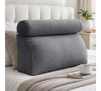 GYCS Sofa Cushion Support Pillow, Bed Wedge Reading Pillow for Sitting in Bed Adults, Triangular Backrest Cushion Pillows with Detachable Neck Roll & Removable Washable Cover,medium gray