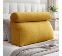 GYCS Sofa Cushion Support Pillow, Bed Wedge Reading Pillow for Sitting in Bed Adults, Triangular Backrest Cushion Pillows with Detachable Neck Roll & Removable Washable Cover,bright yellow