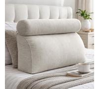 GYCS Sofa Cushion Support Pillow, Bed Wedge Reading Pillow for Sitting in Bed Adults, Triangular Backrest Cushion Pillows with Detachable Neck Roll & Removable Washable Cover,offwhite