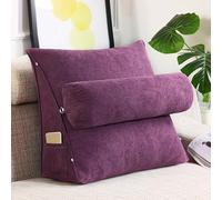 GYCS Triangle Wedge Pillow with Neck Support,Cuddle Cushion,Back Pillow,Flex Back Support Adjustable Back Wedge Cushion Sofa Bed Office Chair Rest Reading Pillow,purple,60 * 50 * 20cm