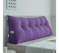 GYCS Triangular Wedge Bed Pillow with Side Pocket Large Backrest Cushion Wedge Cushion Headboard for Bed Headboard Back Rest Pillow Removable Washable Cover,purple,60X50X20CM
