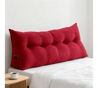 GYCS Wedge Pillow Support Cushion,Large Wedge Back Pillows, Headboard Triangular Rest Reading Pillow, Lumbar Support Cushion Waist Backrest, Reading Pillow,Red,60 * 50 * 20cm