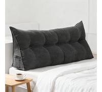 GYCS Wedge Pillow Support Cushion,Large Wedge Back Pillows, Headboard Triangular Rest Reading Pillow, Lumbar Support Cushion Waist Backrest, Reading Pillow,Black,120 * 50 * 20cm
