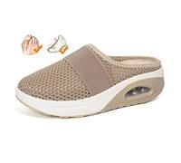 GYCS Women's Slip on Diabetic Slippers Orthopedic Wide Fit Sandals Diabetic Ladies Arthritis Edema Swollen House Lightweight Trainers Walking Shoes Mesh Sneakers,khaki,39 EU
