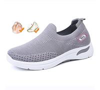 Womens Trainers Wide Orthopedic Sandals for Swollen Feet Slip on Running Walking Tennis Beach Shoes Lightweight Mesh Nursing Footwear Ladies Diabetic Slippers,Gray,41EU
