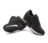 GYCS Women's Wedge Heel Trainers Fashion Comfortable Lace Up Sneakers Ladies Platform Walking Shoes High Heels for Women,Black A,38EU