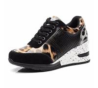 GYCS Women's Wedge Heel Trainers Fashion Comfortable Lace Up Sneakers Ladies Platform Walking Shoes High Heels for Women,Black B,38EU