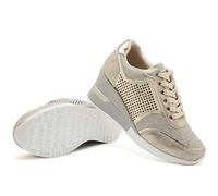 GYCS Women's Wedge Heel Trainers Fashion Comfortable Lace Up Sneakers Ladies Platform Walking Shoes High Heels for Women,Gold,37EU