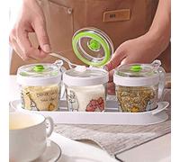 GYDHJSSJ Clear Seasoning Box, 3 Pieces Clear Seasoning Storage Container for Spice Salt Sugar Cruet,Condiment Jars with Spoons, 3360053031