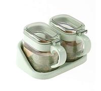 GYDHJSSJ Clear Seasoning Box, Pieces Clear Seasoning Storage Container for Spice Salt Sugar Cruet,Condiment Jars with Spoons (B M), 3360053031, b, s