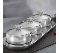 GYDHJSSJ Kitchen Stainless Steel Seasoning Containers Set Spice Jar Spice Rack Condiment Cruet Bottle Organizers with 3 Serving Spoons and Non-Slip Base, 3360053031