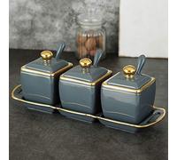 GYDHJSSJ Seasoning Jar 3 Cans Set Seasoning Box, Storage Salt Jar Ceramic Kitchen Utensil Rack, 3360053031