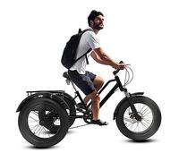GYDUHYE Adult Fat Tire Tricycles with Basket, 20" 3 Wheels Cruise Bicycles, 7 Speed, Carbon Steel Frame, Exercise Men's Women's Tricycles (Color:Black)