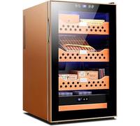 GYDUHYE Electric Cigar Humidor Cooler With Removable Cedar Wood Shelf,70L Intelligent Electronic Cigar Cabinet with Humidity Adjustment,Constant Temperature (Color:Gold)