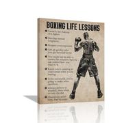 Gyeong Vintage Boxing Sports Wall Art Boxing Life Lessons Wall Decor Boxing Sign Retro Poster Boy Men Teenager Room Masculine Decorations Canvas Print Painting Artwork for Bedroom Living Room 12"x16"