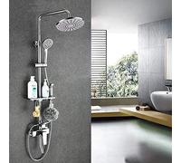 GYEQXKT Bathroom Shower System rain Shower Set with 9" Shower Head And Hand Held Shower System with Shelf for Bath Bar Shower Adjustable Chrome