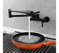 GYEQXKT Black Brass Wall Mounted Kitchen Sink Mixer Tap 360° Rotation Foldable Single Lever Single Mode Core Key Words: Wall Mounted Kitchen Tap Sink Mixer Brass Black
