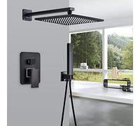 GYEQXKT Black Bronze Shower Faucets Set Brass Rainfall Shower Head Single Handle Mixer Tap Bathroom Shower Bath Shower Set,12 inch shower set