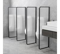 GYEQXKT Men's Urinal Baffle Wall Mounted Stainless Steel Toilet Partition with Translucent Glass Panel 4 Pack Urinal Divider for Hotels & Public Restrooms (Black)