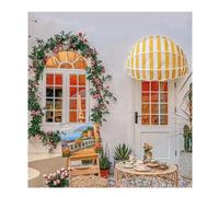 GYEQXKT Retractable Canvas Awning for Patio, Galvanized Foldable Frame, Dome-Shaped Canopy for Windows/Entrances, 150cm (59.05in) Diameter, Weather-Resistant Outdoor Shade Solution