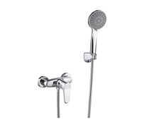 GYEQXKT Silver Shower System, Chrome Bathroom Shower Set with Jet Shower Head, Wall Mounted Brass Shower Mixer for Hotel Room Teens