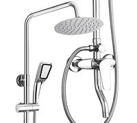 GYEQXKT Wall Mounted Shower System, High Pressure 3-Way Rainfall Combo for The Best of Both Worlds - Enjoy Luxurious Rain Showerhead and Hand Held Shower - Chrome Finish
