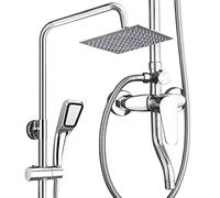 GYEQXKT Wall Mounted Shower System, High Pressure 3-Way Rainfall Combo for The Best of Both Worlds - Enjoy Luxurious Rain Showerhead and Hand Held Shower - Chrome Finish