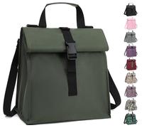 GYEUKHAM Insulated Lunch Bag for Men/Women/Kids, Roll top Reusable Lunch Box with Adjustable Shoulder Strap, Thermal Lunch Cooler Tote Container for Adults/Teens School Work Office Picnic,Army Green