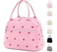 GYEUKHAM Lunch Bag for Women Men - Cute Corduroy Insulated Tote Box, Large Capacity Reusable Cooler Bag for Work, Picnic, Travel, Corduroy Strawberry RoseRed