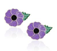 GYGYL 2Pcs Purple Poppy Pin Badge, British Remembrance Flower Brooch for War Animals, Lest We Forget Lapel Pin