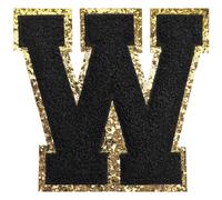 GYGYL 3PCS Chenille Varsity Glitters Letters Patch, Iron On Large Size Letter Patch for Team Costume Decoration, Height 4-1/2In, Black